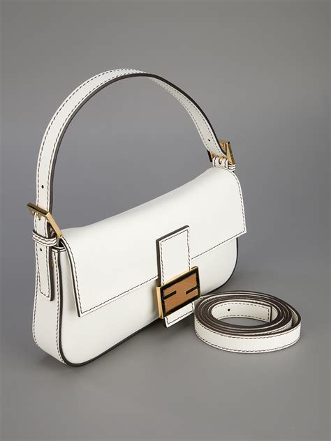 fendi white mini baguette|fendi baguette leather shoulder bag.